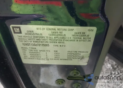 2007 Chevrolet Trailblazer Ls from USA, damaged, VIN 1GNDT13S872175565